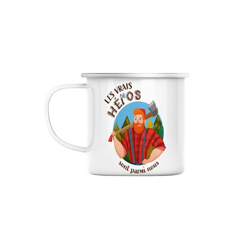 Mug en métal émaillé Les vrais héros - bûcheron