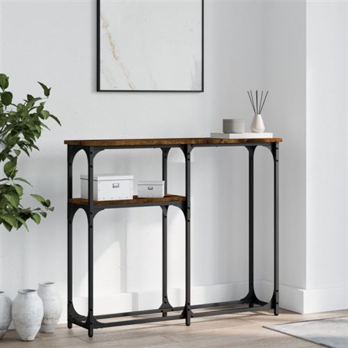 vidaXL Table console chêne fumé 90x22,5x75 cm bois d'ingénierie