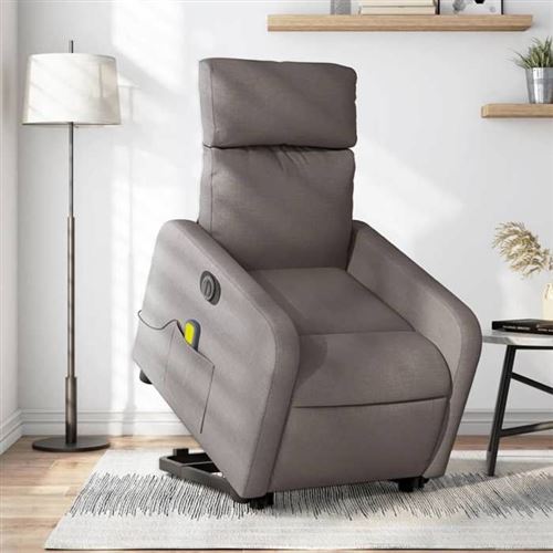 Non Communiqué Gris Vidaxl Fauteuil De Relaxation, Massage, Inclinable Électrique Réglable Tissu Taupe