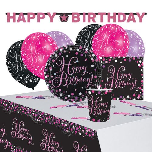 Amscan pack de fête happy birthday ladies pink/black 41-piece