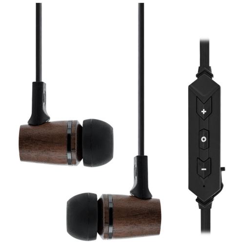InLine BT woodin-ear - Koptelefoon - inwendig - Bluetooth - draadloos - zwart, donkergrijs, walnoothout