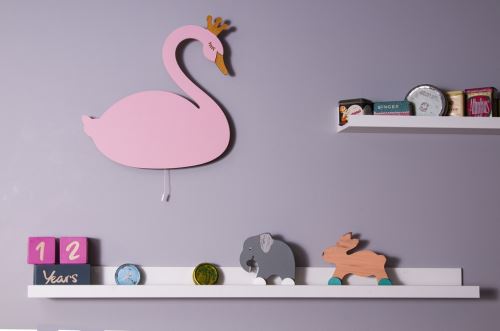 HOMEMANIA Lampe Murale Swan - Cygne, Applique - pour enfants - pour chambre - Rose, Or en MDF, 40 x 3 x 25 cm, 1 x LED Strip, Max 14,4 W, 600LM