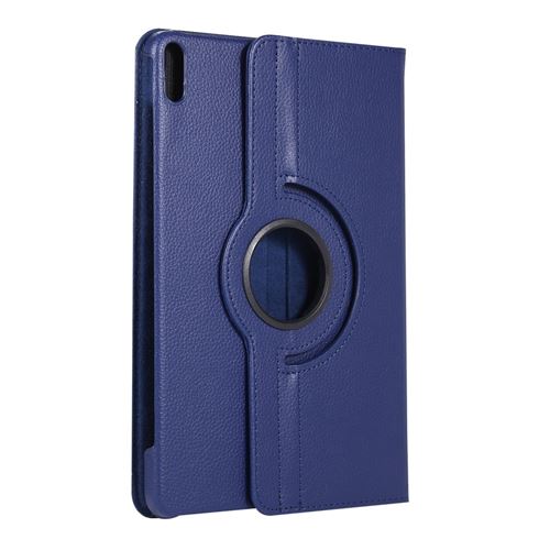 Etui en PU peau de litchi avec support rotatif à 360° bleu foncé pour votre Huawei MatePad
