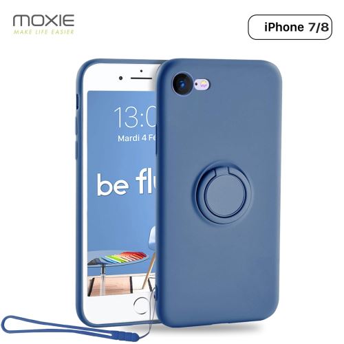 Coque iPhone 7/8 Moxie BeLoop® Coque Silicone Liquide avec Ring Holder, Anti-chocs et Anti-rayures - Bleu