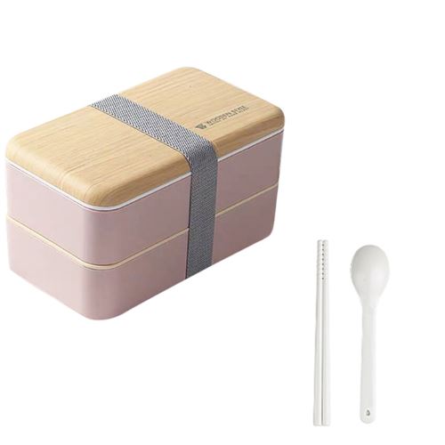 Micro-Ondes Boîte à Lunch Japonaise en Bois Bento Box 2 Couche de Stockage de Conteneurs Nouveau CFYP798