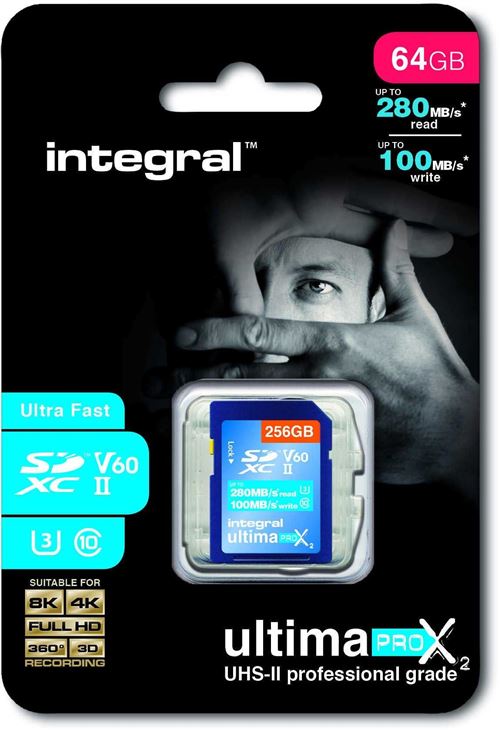 Integral UltimaPro X2 - Carte mémoire flash - 64 Go - Video Class V60 / UHS-II U3 / Class10 - SDXC UHS-II