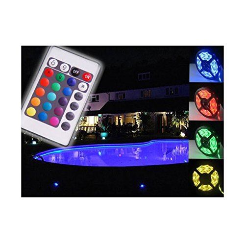 VSHOP® Ruban LED 3528 RGB 5M Light Multicolore 300 LED Télécommande Infrarouge 24 Touches + Adapteur + Alimentation 2A 12V