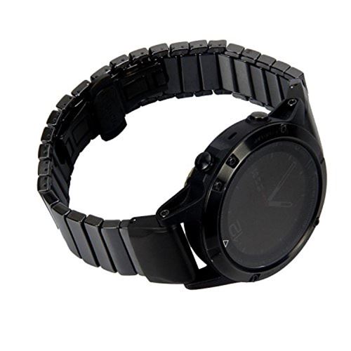 Bracelet en métal une boucle papillon perle en céramique noir pour votre Garmin Fenix 5 22mm