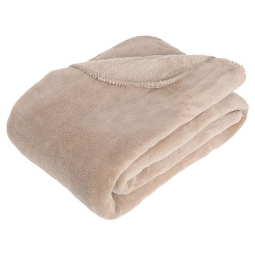 Plaid grand modèle microfibre 180x230 cm coloris lin - Lin