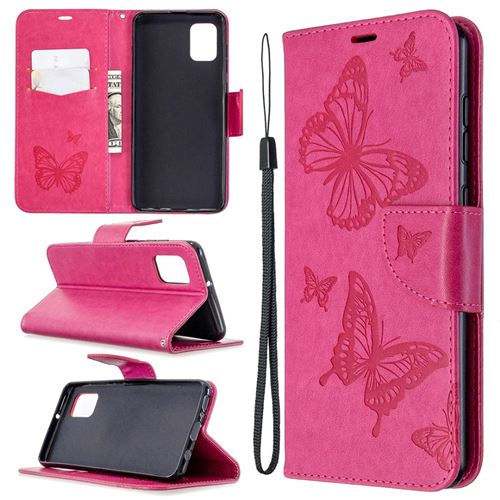 Etui en PU empreinte papillon rose pour Samsung Galaxy A31