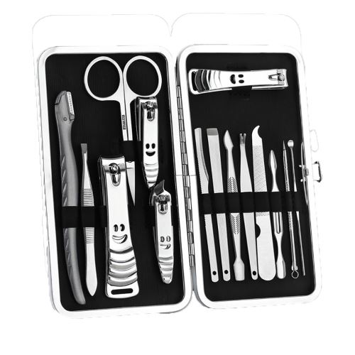 Nail 15Pcs En Acier Inoxydable Clippers Ciseaux Costume Set Manucure Kits BT306