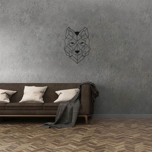 Homemania Decoration Murale Loup Art Mural Pour Sejour Chambre Noir En Acier 41 X 0 15 X 57 Cm Achat Prix Fnac
