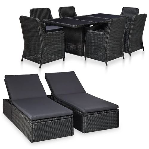 Ensemble à dîner d'extérieur 9 pcs Noir