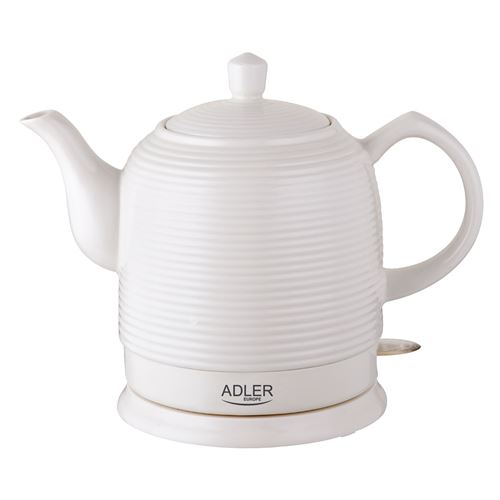 Adler AD1280 Bouilloire Électrique 1,2 L,Récipient en Céramique sans BPA,Vintage,sans Fil 1500W Blanco