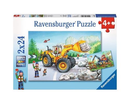 Puzzle 24 Pièces : 2 Puzzles - Tractopelle et Tracteur Forestier, Ravensburger