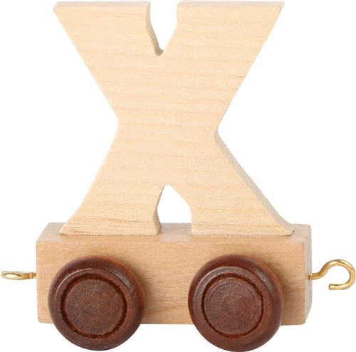 Small Foot chariot de train lettre X bois beige 5 x 3,5 x 6 cm