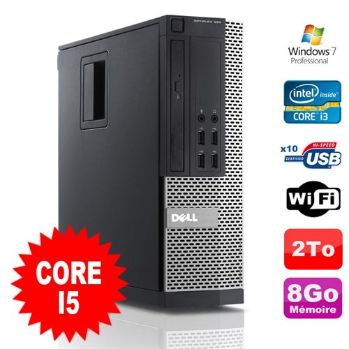 Pc dell optiplex 990 sff i5-2400 3.1ghz 8go disque 2000go dvd wifi w7