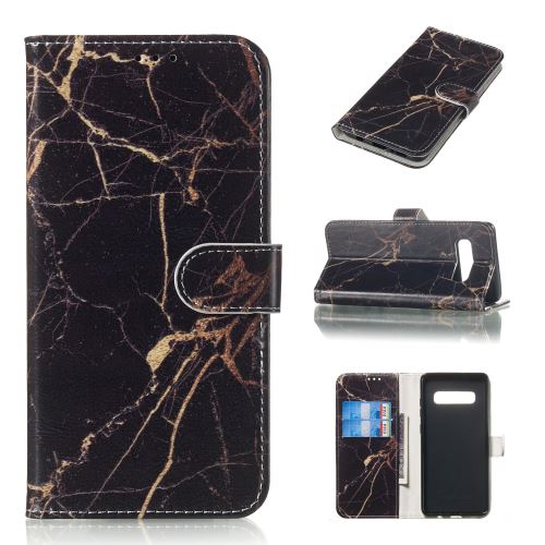 Etui en PU impression de motifs marbre noir pour votre Samsung Galaxy S10 Plus