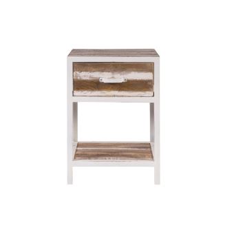 Table De Chevet Bois Et Metal Blanc Rochelle Achat Prix Fnac