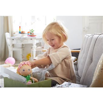 HABA Poupée Mali - 30cm - Poupée Souple à Câliner Dès 18 Mois - Robe Verte Et Cheveux Blonds