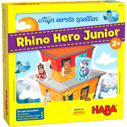 Haba jeu Mes premiers jeux Rhino Hero Junior (NL) carton/bois 18 pièces