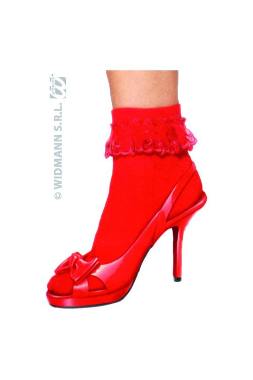 Soquettes rouges a dentelle taille unique