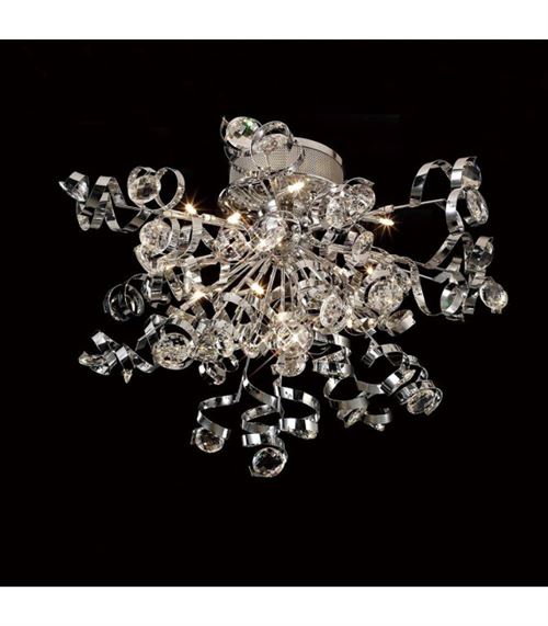 Plafonnier Kurlz 15 Ampoules chrome poli/cristal