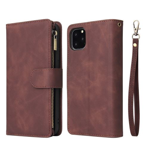 Etui en PU poche à fermeture éclair café pour votre Apple iPhone 11 Pro Max 6.5 pouces