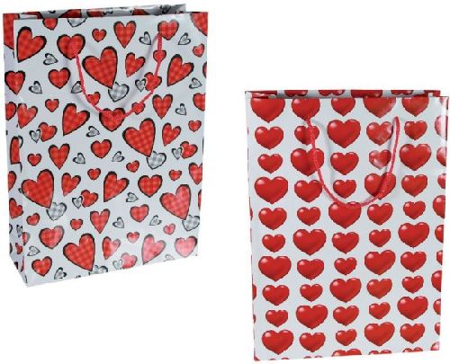 2 Grands sacs cadeau cœur en papier 25 x 8,5 x 34,5 cm