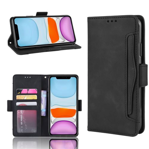 Etui en PU avec plusieurs porte-cartes noir pour votre Apple iPhone 12 Pro Max 6.7 pouces