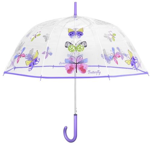 Perletti dôme parapluie papillons automatique 89 cm transparent