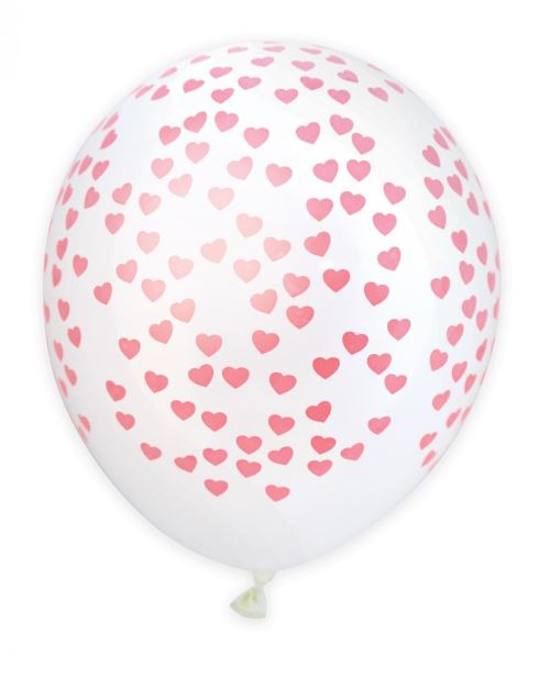 6 ballons de baudruche gonflables Ø 25 cm - Cœurs - ScrapCooking Party