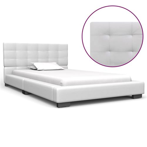Cadre de lit Blanc Similicuir 90 x 200 cm