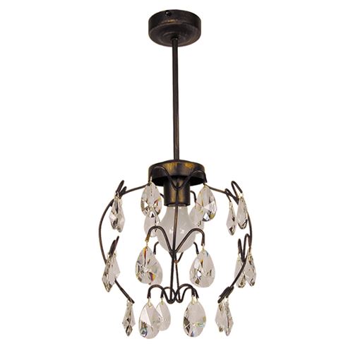 PAMPILLES Lustre acier verre 60x60x90 cm Marron et rouge