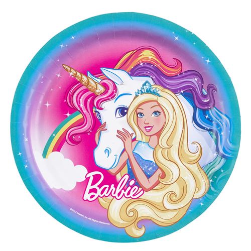 Barbie planches de fête filles en carton 23 cm 8 pièces