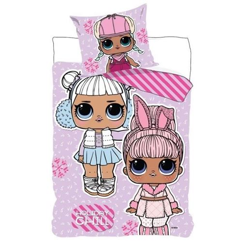 Parure De Couette 100% Microfibre Lol 140x200cm + 1 Taie Doreiller 63x63 Cm - Rose Clair