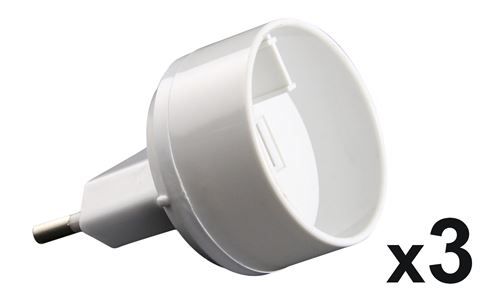 Lot de 3 adaptateurs M Euro / F USA Blanc
