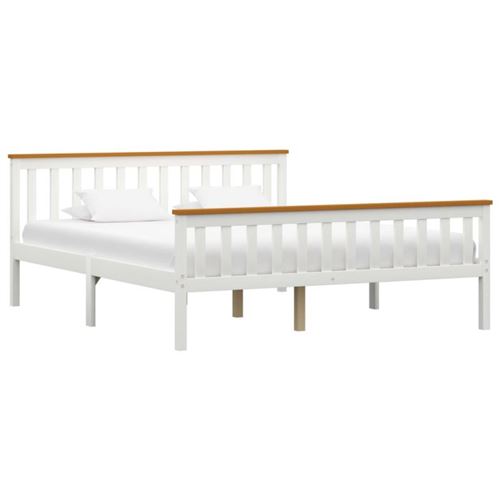 vidaXL Cadre de lit Blanc Bois de pin massif 160 x 200 cm