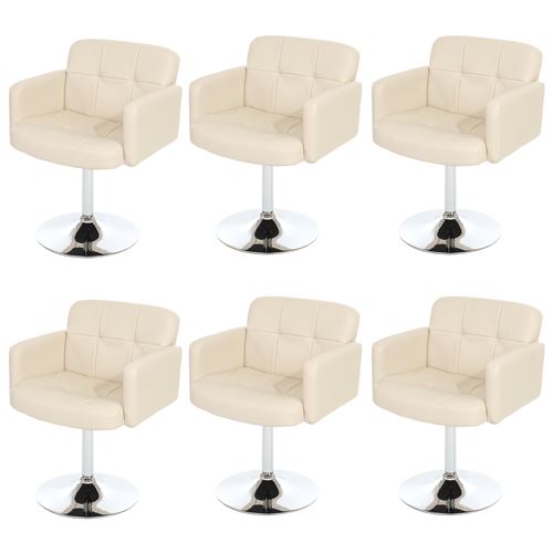 Lot de 6 chaises de séjour Orlando, pivotant, similicuir, crème