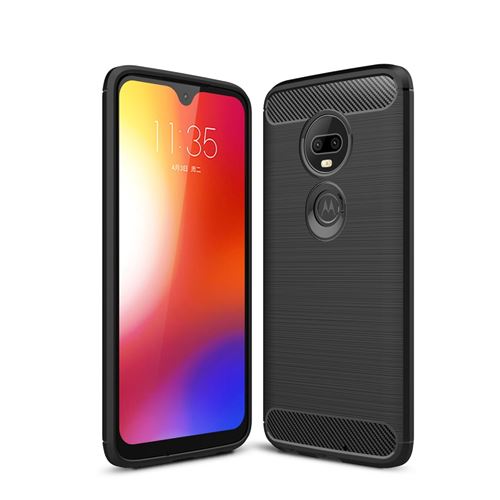 Coque en TPU en fibre de carbone noir pour votre Motorola Moto G7