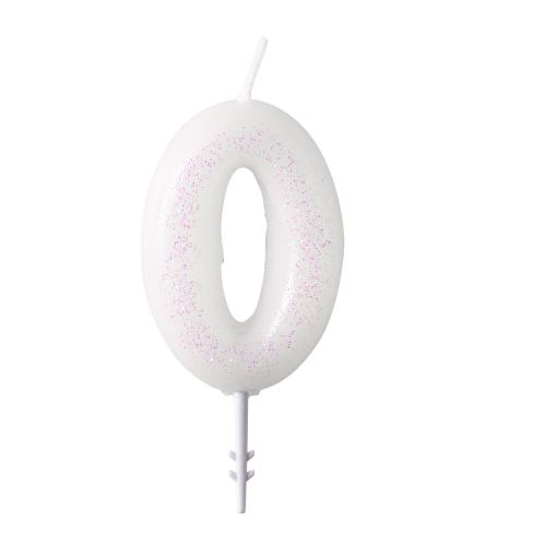 Amscan gâteau bougie pailletée numéro 0 cire 6,5 cm blanc