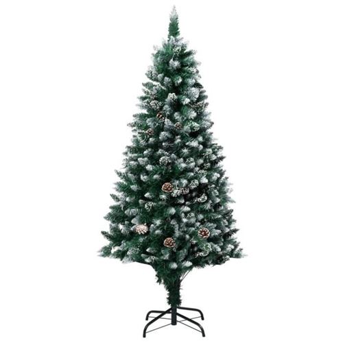 Vidaxl sapin de no&euml;l avec pommes de pin et neige blanche 150 cm 321015