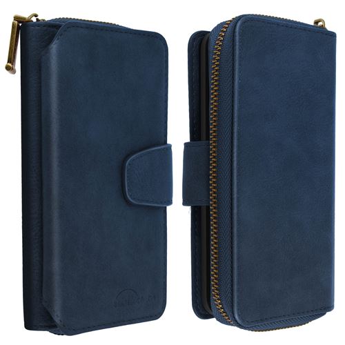 Étui pour Samsung Galaxy A40 Portefeuille Cuir 2 en 1 Coque Détachable Bleu Nuit