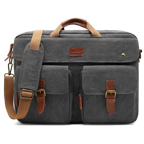 Srotek 17,3 Pouces Sacoche Ordinateur Portable Hommes Convertible Sac à Dos Ordinateur Portable Sac Bandoulière Sac à Main Vintag