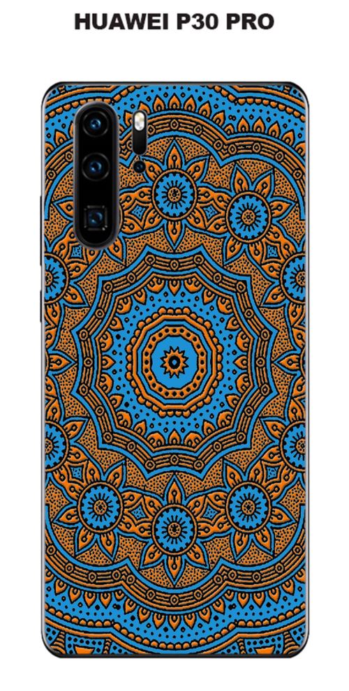 Coque Huawei P30 PRO design Mandala rosace bicolore Bleu & Orange