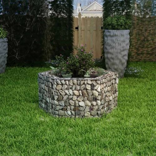 Vidaxl - Lit sur&eacute;lev&eacute; &agrave; gabion hexagonale 100 x 90 x 50 cm Argent