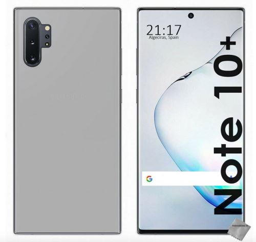 Housse etui coque pochette silicone gel fine pour Samsung Galaxy Note 10+ Plus avec verre trempe - BLANC TRANSPARENT