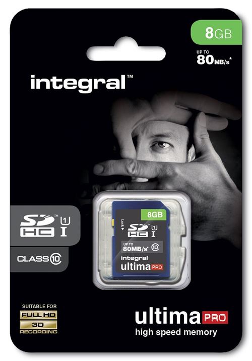 Integral UltimaPro - Carte mémoire flash - 8 Go - UHS Class 1 / Class10 - SDHC UHS-I