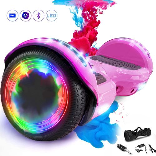 6.5 Pouces Hoverboard Bluetooth Puissance 700W -sac de transport et télécommande offerts - Rose Chrome