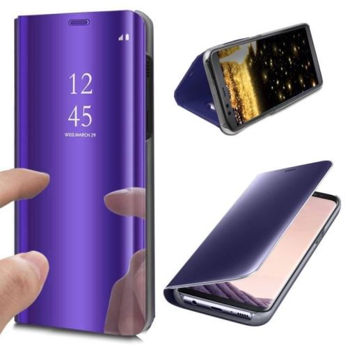 Coque Samsung Galaxy A6 Plus Clear View Etui à Rabat Fonction Stand Etui Housse pour Samsung A6+ 2018 / A6 Plus 2018- Bleu foncé